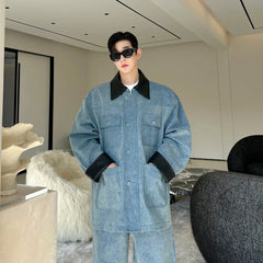 Men's Luxury Japanese Streetwear Baggy Denim 2-Piece Set