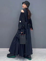 HEYFANCYSTYLE Black Oversized Pocket Skirt