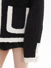 Haute Couture Black and White Short Wool Coat