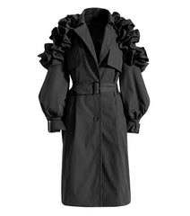Luxury Ruffle Trench Coat