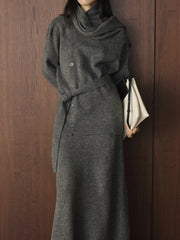 Luxury Knit Draped-Neck Set