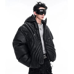 Men's Tokyo Faux Leather Hooded Puffer Jacket