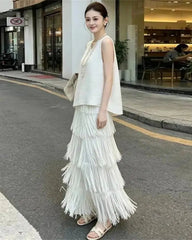 Fringe Pleated Two Piece Set