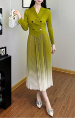 Ombre Pleated Blazer Dress
