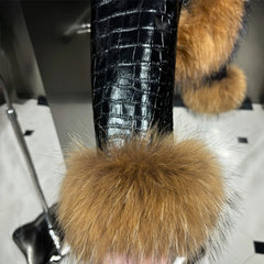 Designer Lambskin Fox Fur Leather Jacket