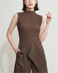 Asymmetric Plissé Sleeveless Top