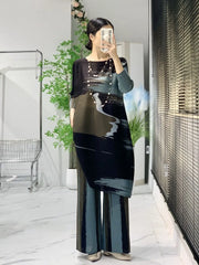 Luxury Plissé Tunic & Wide-Leg Pant