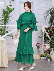 Luxury Pleated Ruffle Dress