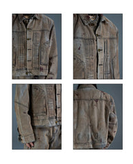 Men's Distressed Brown Denim Jacket & Jeans 2 Piece Set