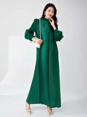 Luxury Pleated Dress with Sleeves
