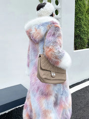 Women's Warm Luxury Pink Faux Fur Long Coat