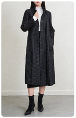 Luxury Pleated Quilted Long Coat