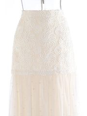 Luxury Pearl Tulle Maxi Skirt