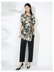 Gold Pleated Top & Pant Set