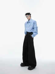 Designer Black Baggy High-Waist Pants