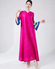 Elegant Pleats Tiered Cuffs Dress