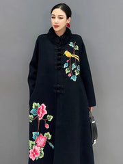 Elara Knitted Floral Embroidery Cardigan Coat
