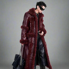 Men’s Luxury Faux Leather Fur Full-Length Coat