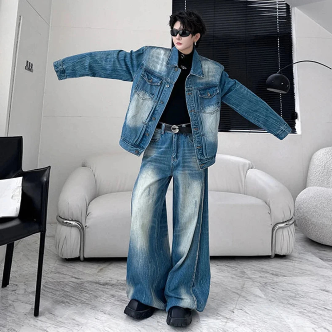 Men's Luxury Streetwear Denim 2-Piece Set