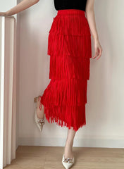 Luxury Plissé Fringe Skirt