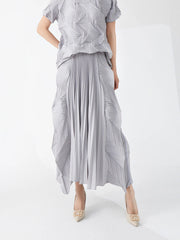 Ikebana Pleated Geometric Top and Skirt