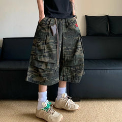 Men's Camo Oversized Wide Leg Cargo Shorts