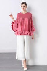 Luxury Pleated Bell Sleeve Top
