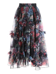 Floral Appliqué Pull-On Skirt