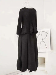 Peplum Pleated Top & Skirt Set