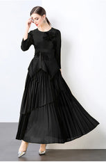 Elegant Plisse Blouse & Skirt Set