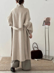 Luxury Wool-Blend Tie Belt Overcoat