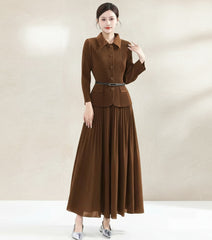 Luxury Thick Plissé Collared Dress