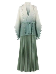 Chic Pleated Modest Skirt Set