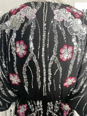 Flowy Sequin-Adorned Evening Dress