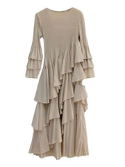 Elegant Ruffled Pleated Dress