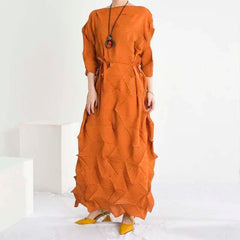 Plissé Geometric Midi Dress