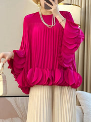 Elegant Pleated Ruffle Blouse