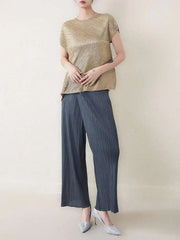 Metallic Japanese Pleated Dolman Top