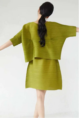 Plisse Relaxed Fit Blouse & Skirt
