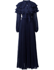 Couture Pleated Cape Dress