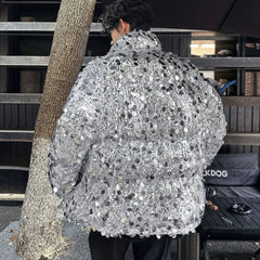 High-Fashion Men's Sequin Bomber Jacket