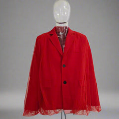 Men's Red Mesh Loose Fit Blazer