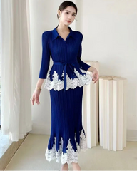 2-Piece Pleated Peplum Skirt Set