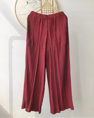 Plissé Wide-Leg Pants