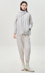 Luxe Cotton Pleated Jacket & Scarf
