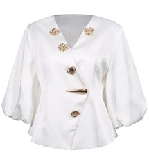 Luxury Satin Peplum Blouse