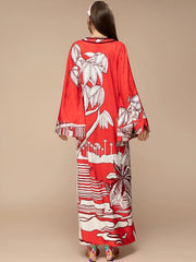 Designer Kimono Dress with Batwing Sleeves