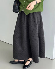 Luxury Woolen Polka-dot Skirt