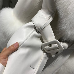 Sheepskin Leather & Fox Fur Trench Coat