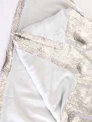 Luxury Silver Sequin Midi Skirt